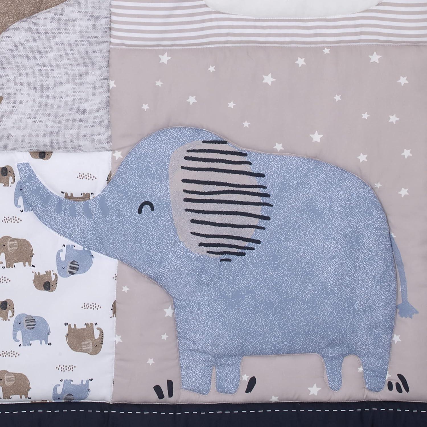 Carter's Blue Elephant 3 Piece Nursery Crib Bedding Set