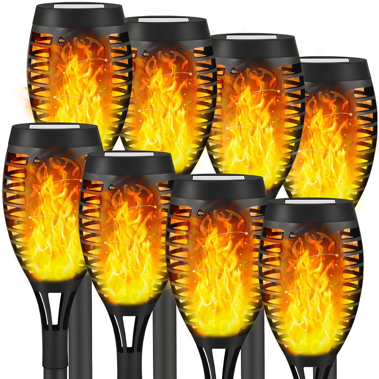 Solar Lights for Outdoor Torch Path Decor Landscape Lighting, Flickering Flame Waterproof 8 Pack