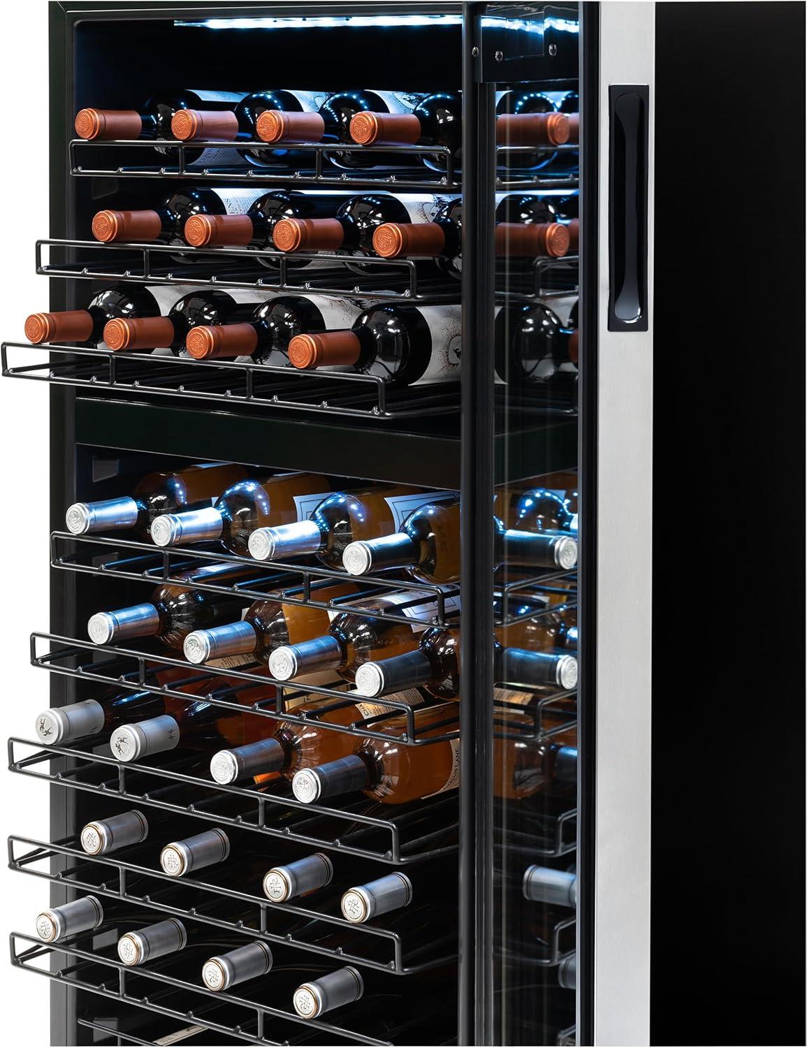 Newair 76 Bottle Dual Zone Freestanding Wine Refrigerator in Stainless Steel