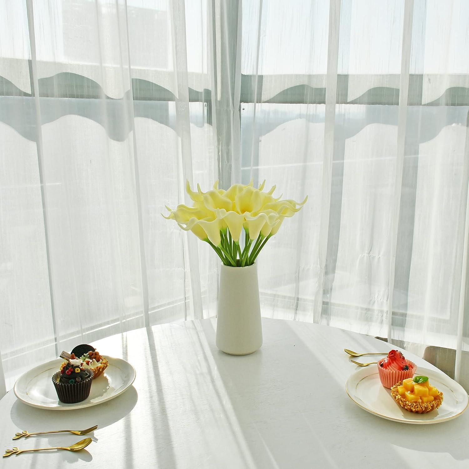 Namzi -a 20pcs Fake Flowers Artificial Calla Lily Silk Flowers 13.4 Inch for Mother's Day Easter Home Kitchen and Wedding (White)