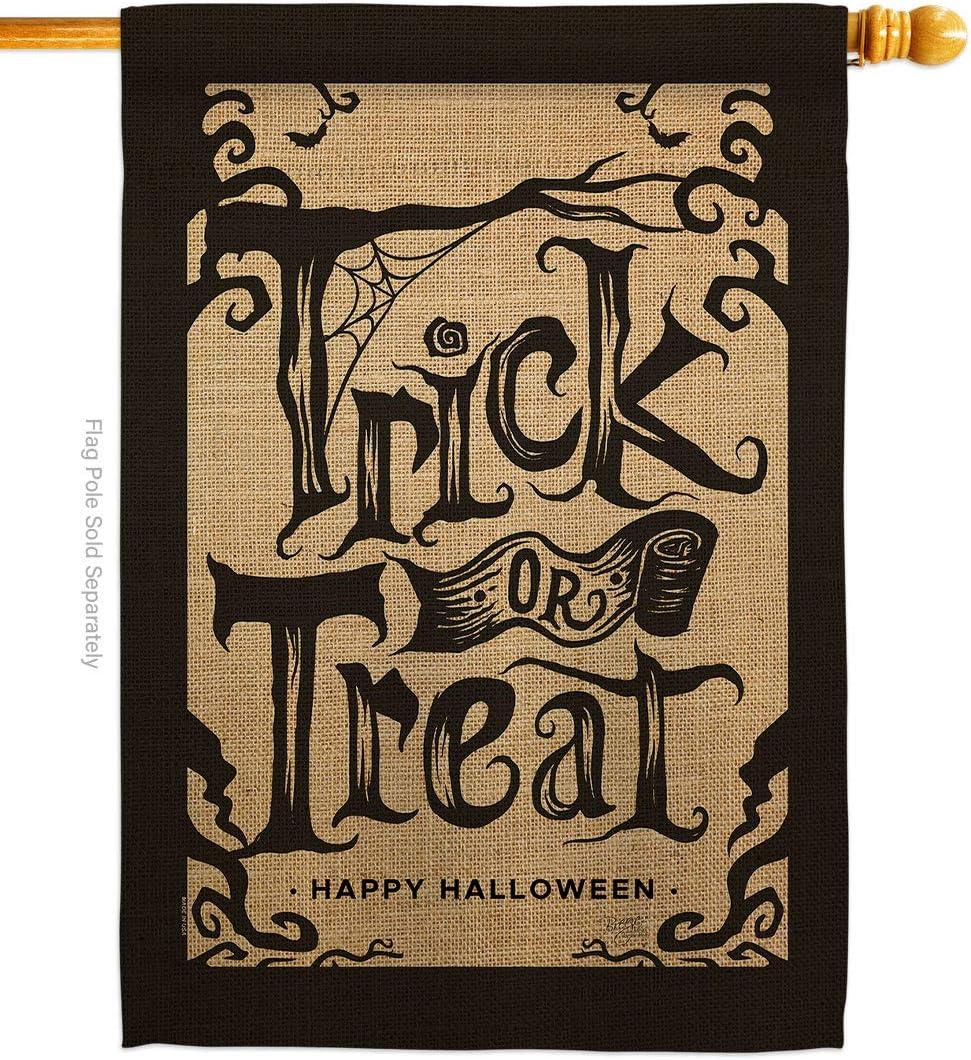 Breeze Decor H112100-BO Halloween Trick House Flag Fall 28 x 40 in. Double-Sided Decorative Vertical Flags for Decoration Banner Garden Yard Gift