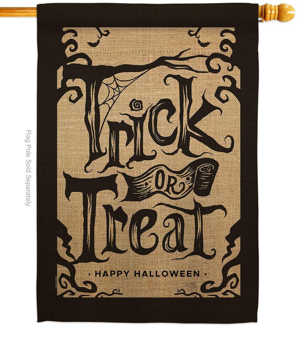 Breeze Decor H112100-BO Halloween Trick House Flag Fall 28 x 40 in. Double-Sided Decorative Vertical Flags for Decoration Banner Garden Yard Gift