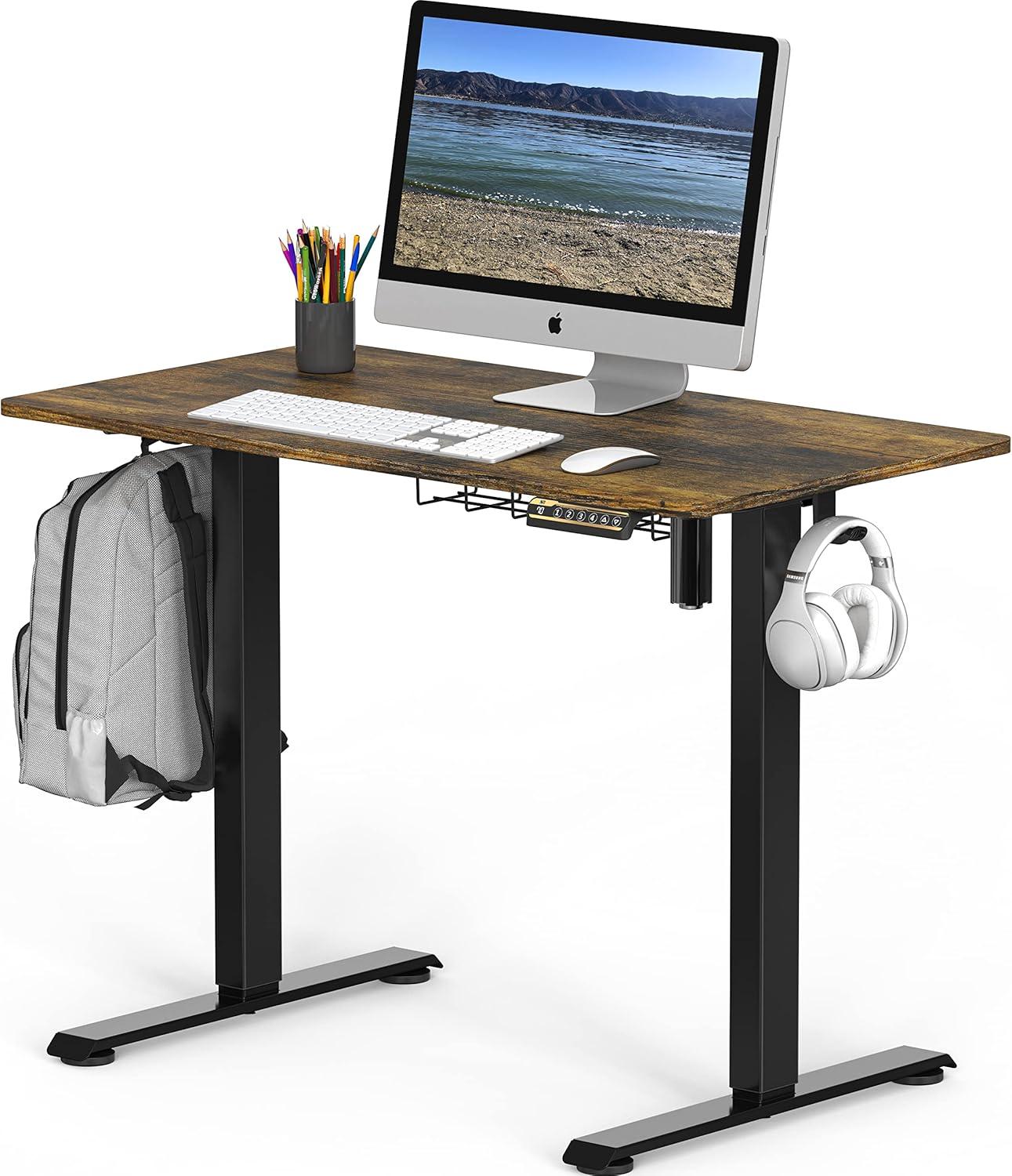 Electric Standing Desk with Memory Preset 48 x 24 Inches Sit Stand up Desk Adjustable Height Desk Home Office Computer Workstation