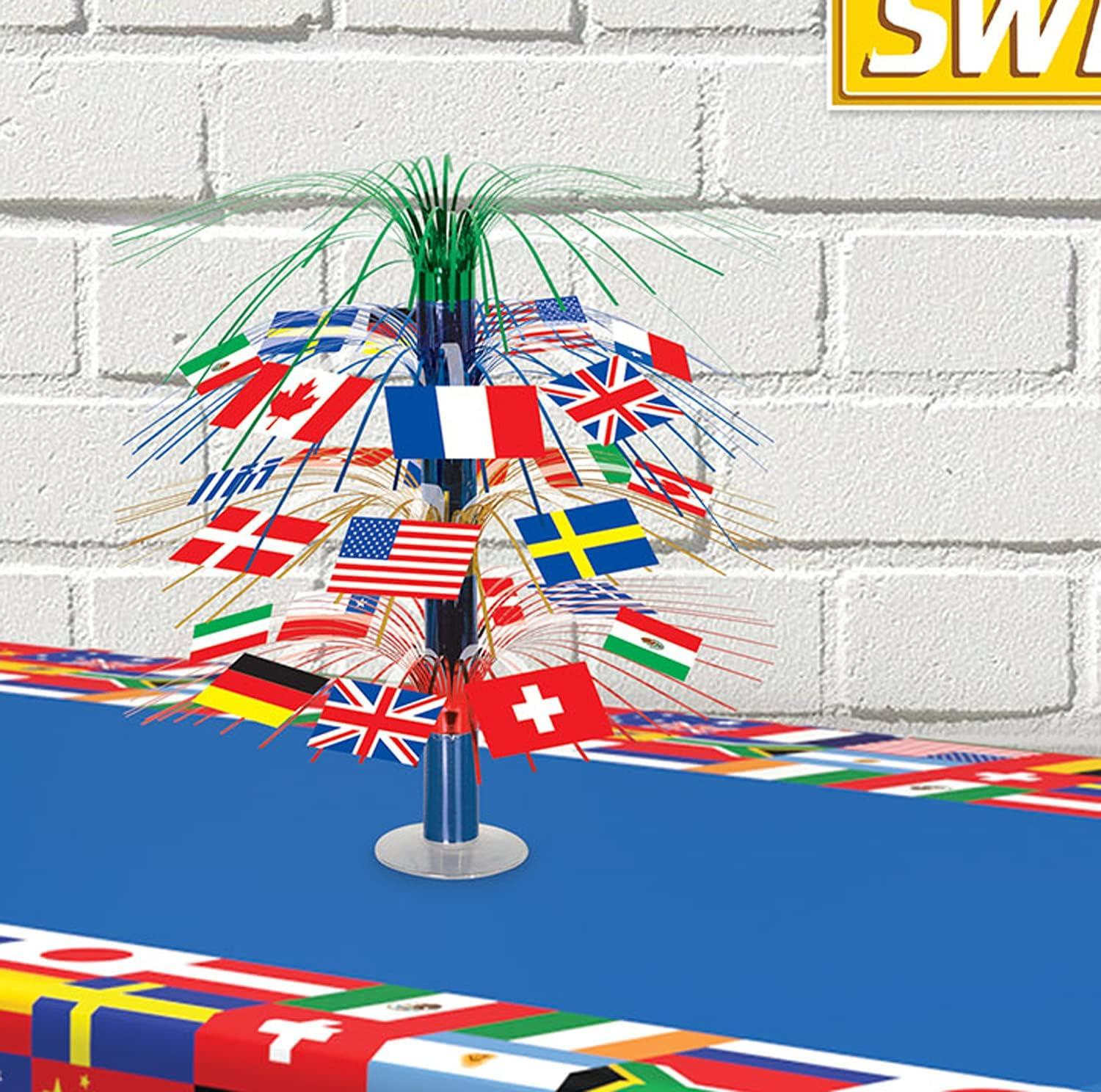 Beistle 18" International Flag Cascade Centerpiece 3/Pack 50545