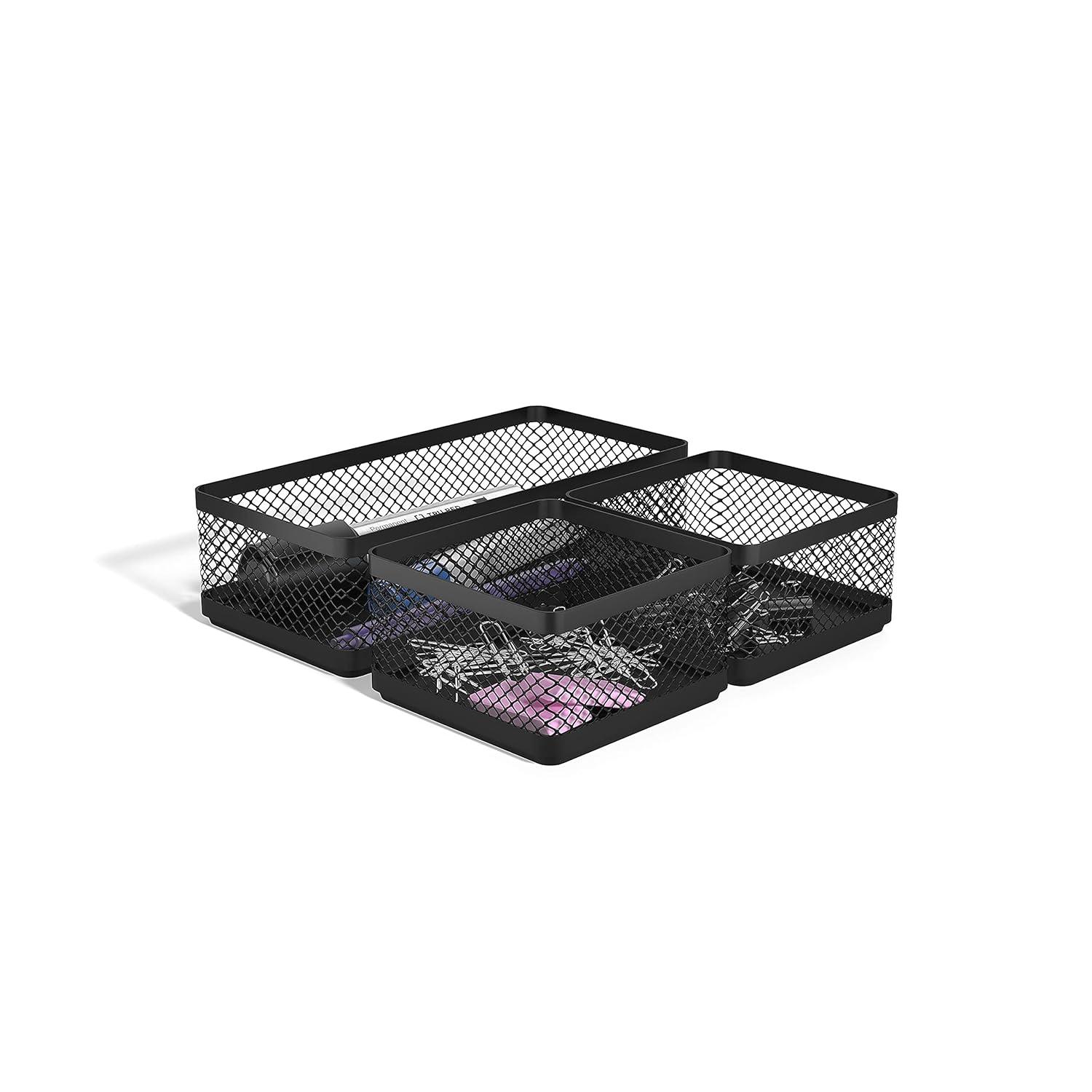 TRU RED 3 Compartment Stackable Wire Mesh Desk Organizer TR57547-CC