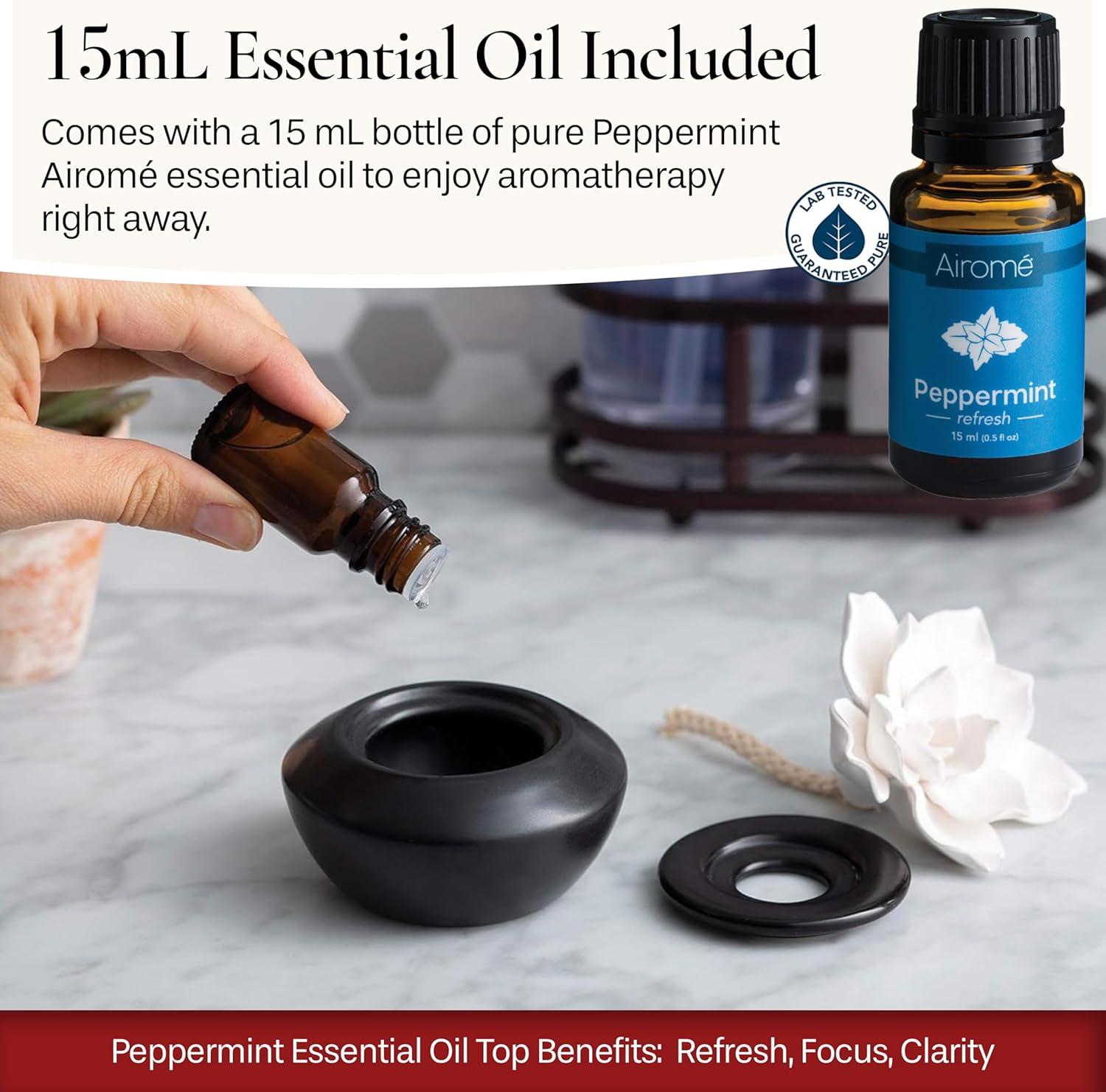 Passive Porcelain White Rose Electric-Free Diffuser with Peppermint Oil