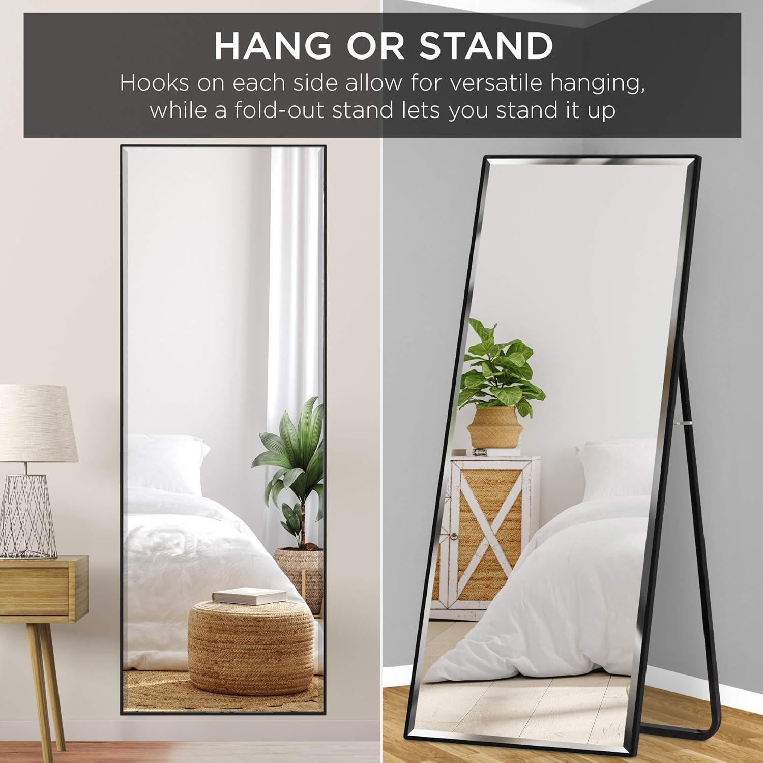 Best Choice Products 65x22in Full Length Mirror, Rectangular Beveled Wall Hanging & Leaning Floor Mirror