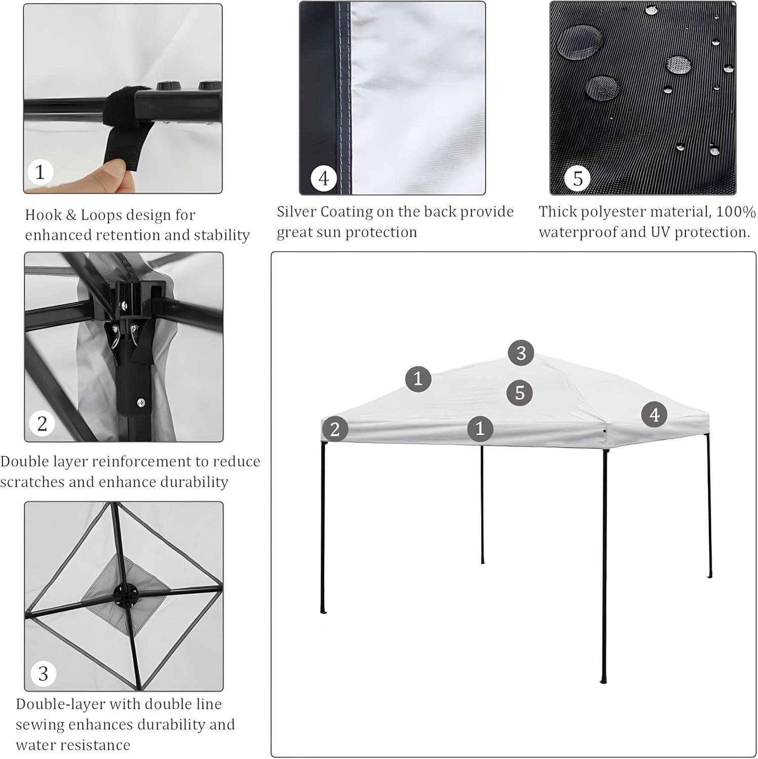 10 x 10 Canopy Replacement Top Large Frame Pop Up Canopy Replacement Top 10 x 10 (White)