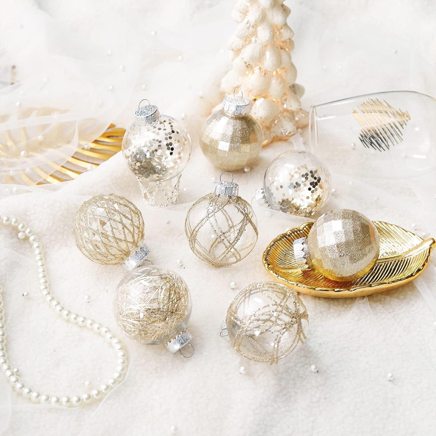 60MM/2.36" Christmas Ball Ornaments, 30PCS Shatterproof Decorative Hanging Ball Ornament with Stuffed Delicate Decorations, Xmas Tree Balls for Halloween Holiday Party Thankgivings (Silver)