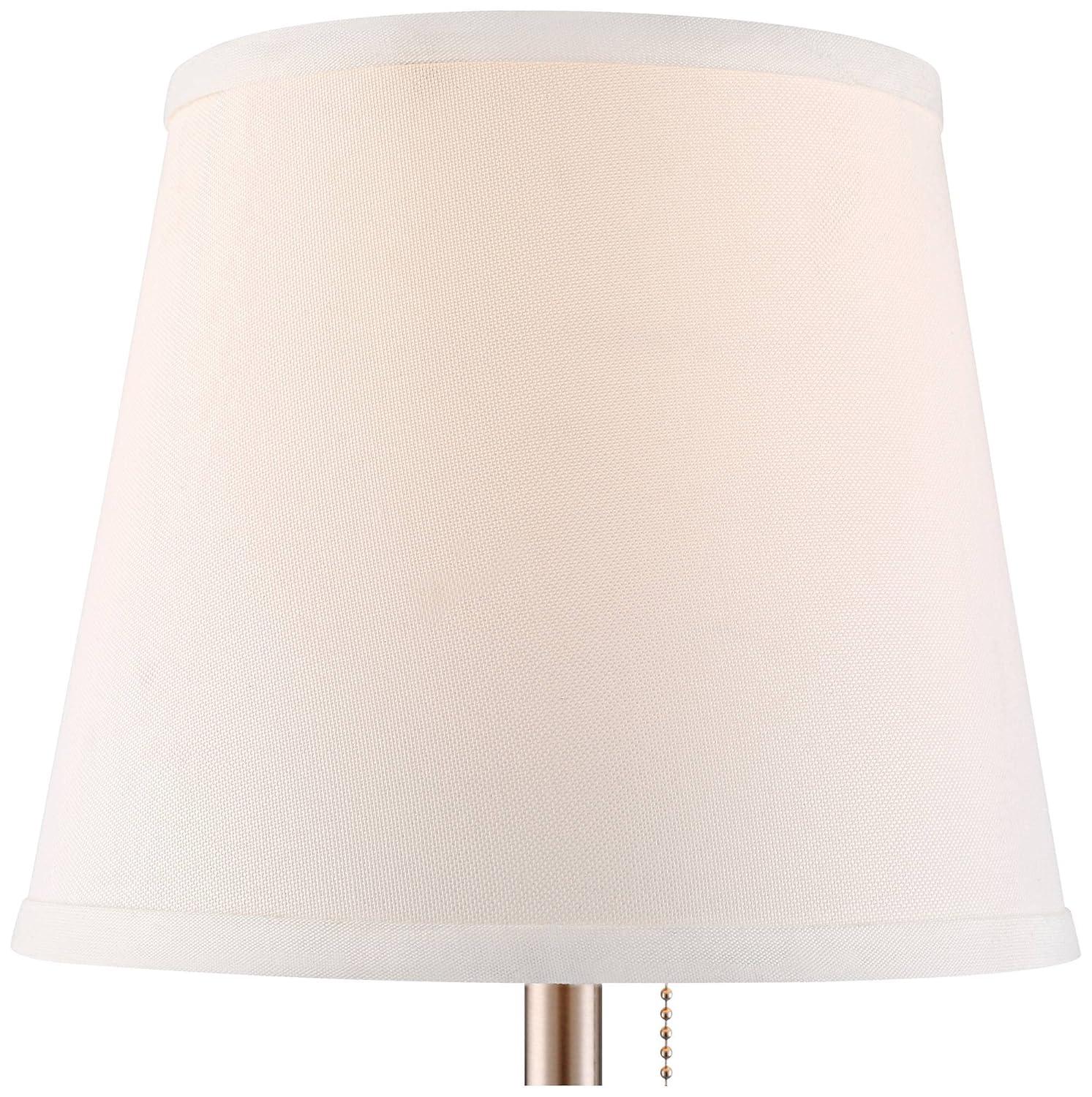 Brushed Nickel Table Lamp with USB and White Shade