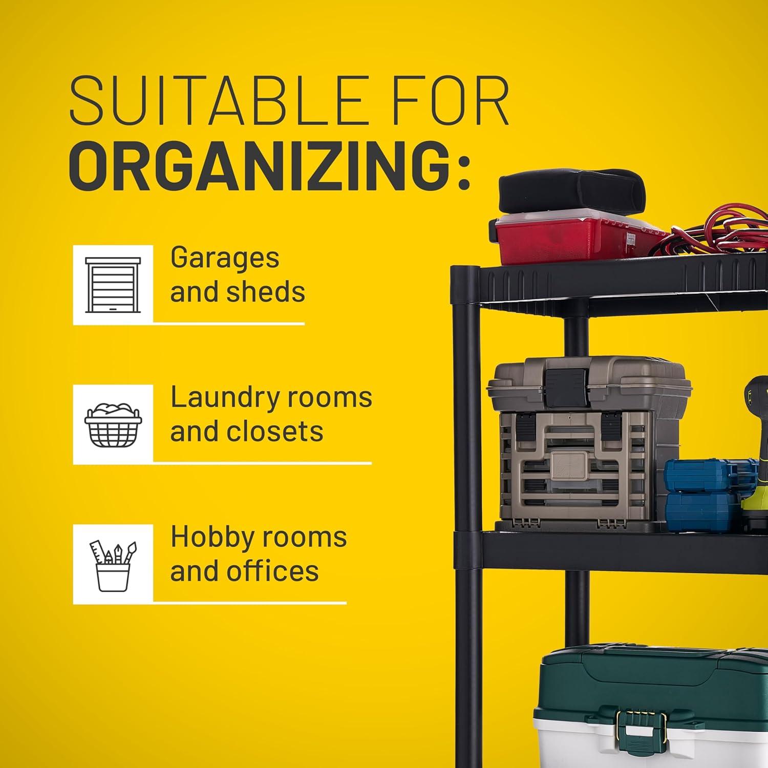 Plano 4-Shelf Standard Duty Plastic Storage Shelves, 48” x 21” x 14”, 200lb Capacity