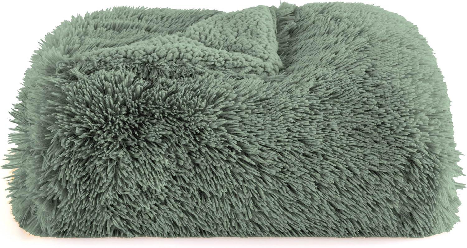 Green Twin Reversible Sherpa Fleece Faux Fur Blanket