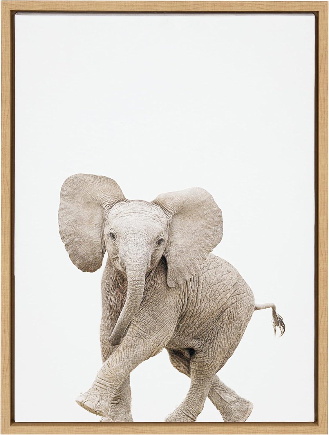 18" x 24" Sylvie Baby Elephant Walk Framed Canvas by Amy Peterson Art Studio - Kate & Laurel All Things Decor