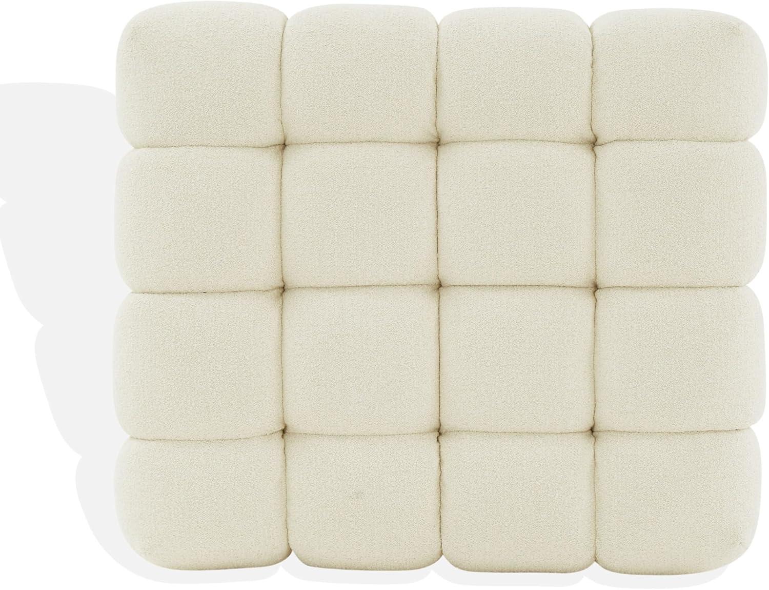 SAFAVIEH Couture Calyna Modern Boucle Tufted Ottoman, Cream