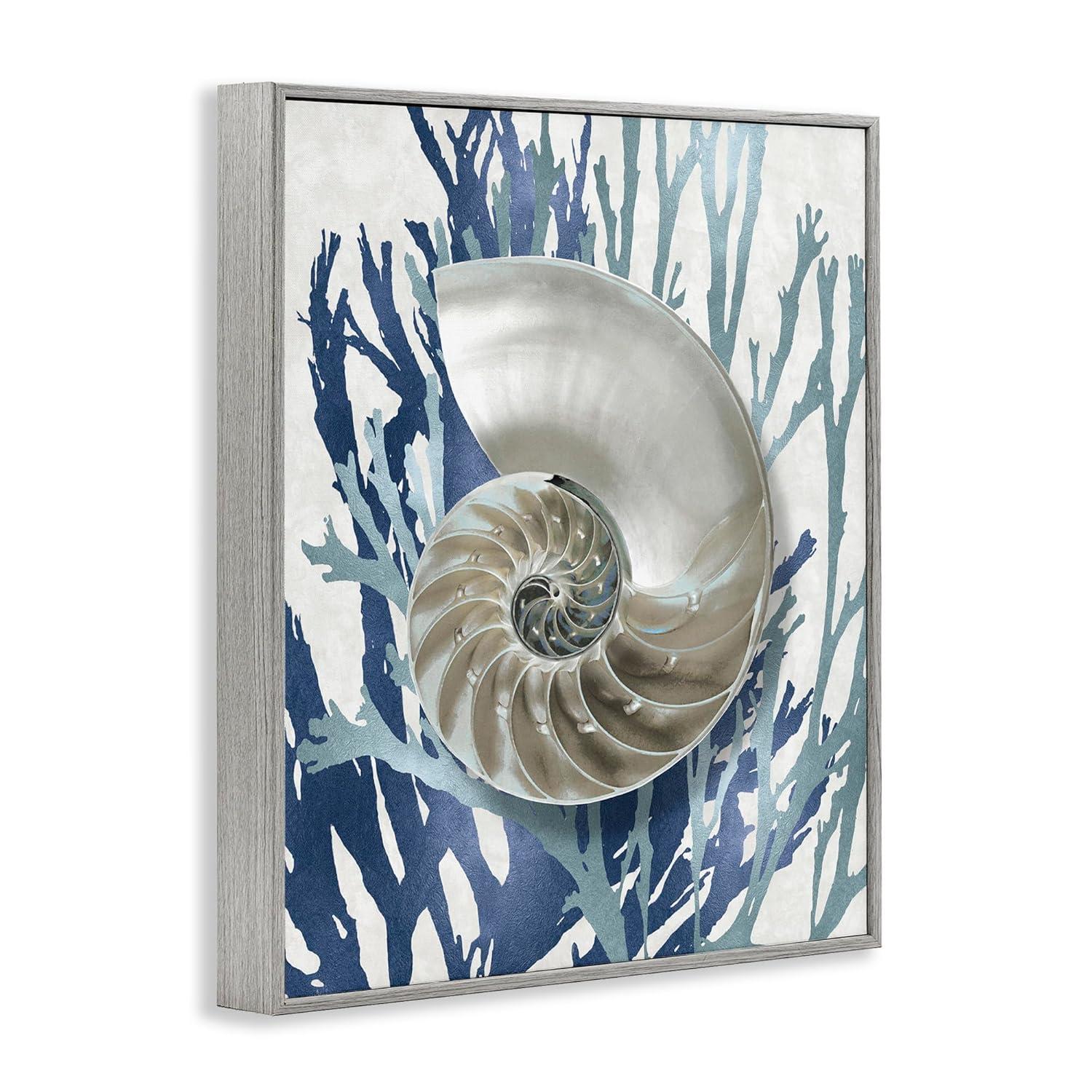 Stupell Industries Shell Coral Beach Blue Design Framed Wall Art by Caroline Kelly