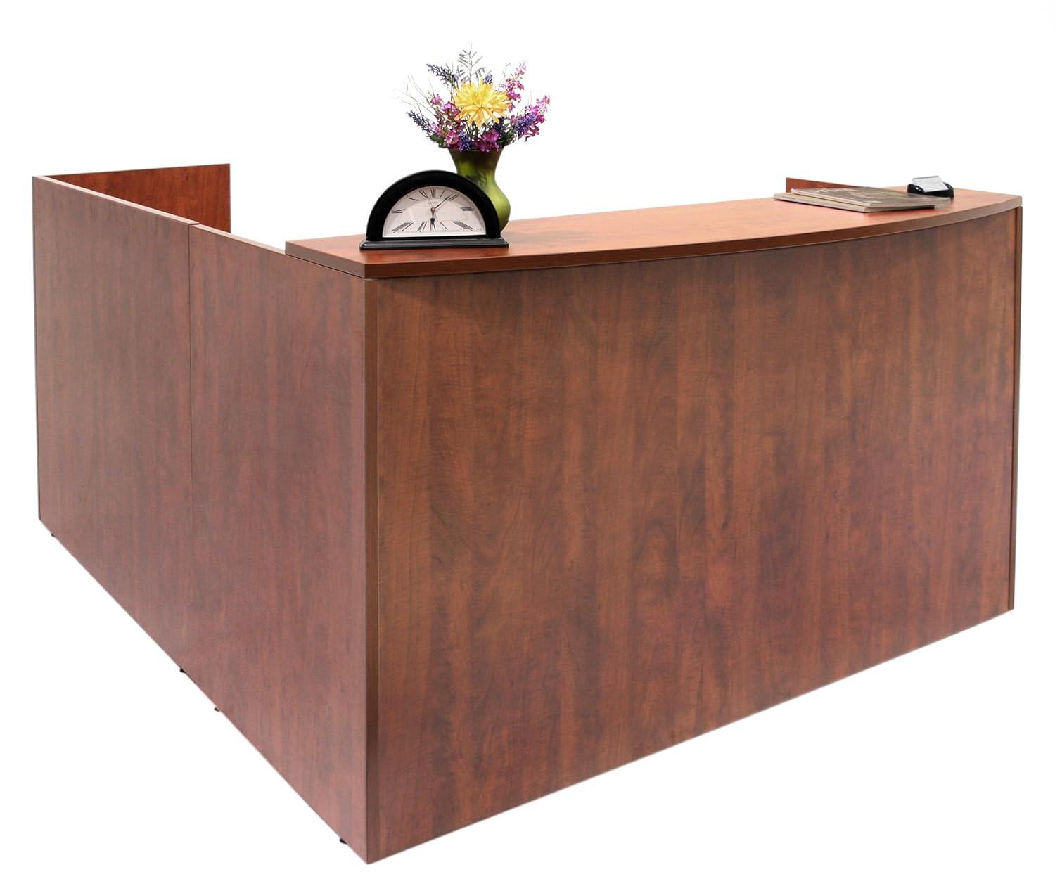 Romig Legacy Reception Desk with Double Pedestal File Cabinet- Cherry