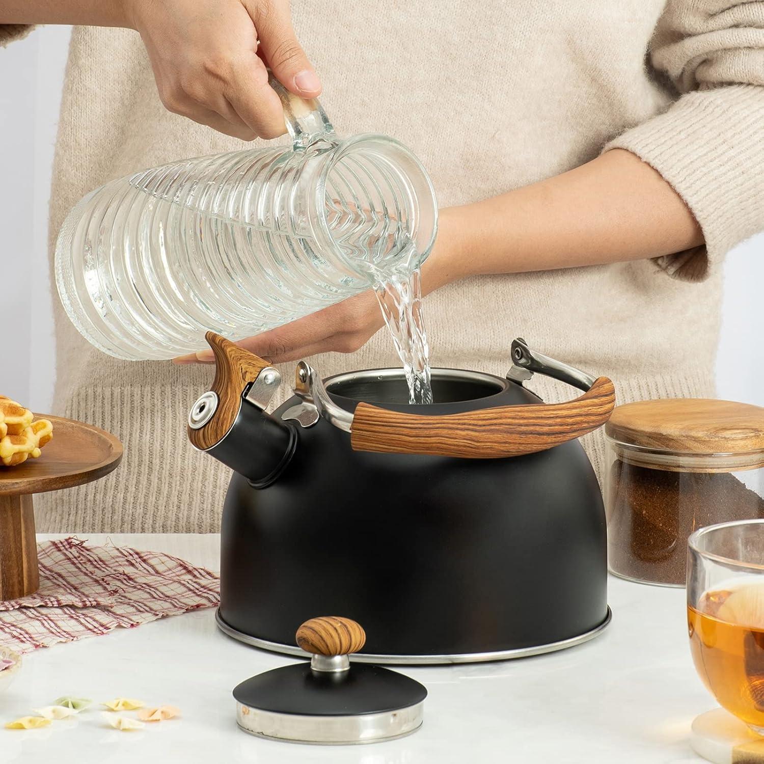 OULII Stove Top Whistling Tea Kettle Stainless Steel Teakettle Teapot with Handle for Home