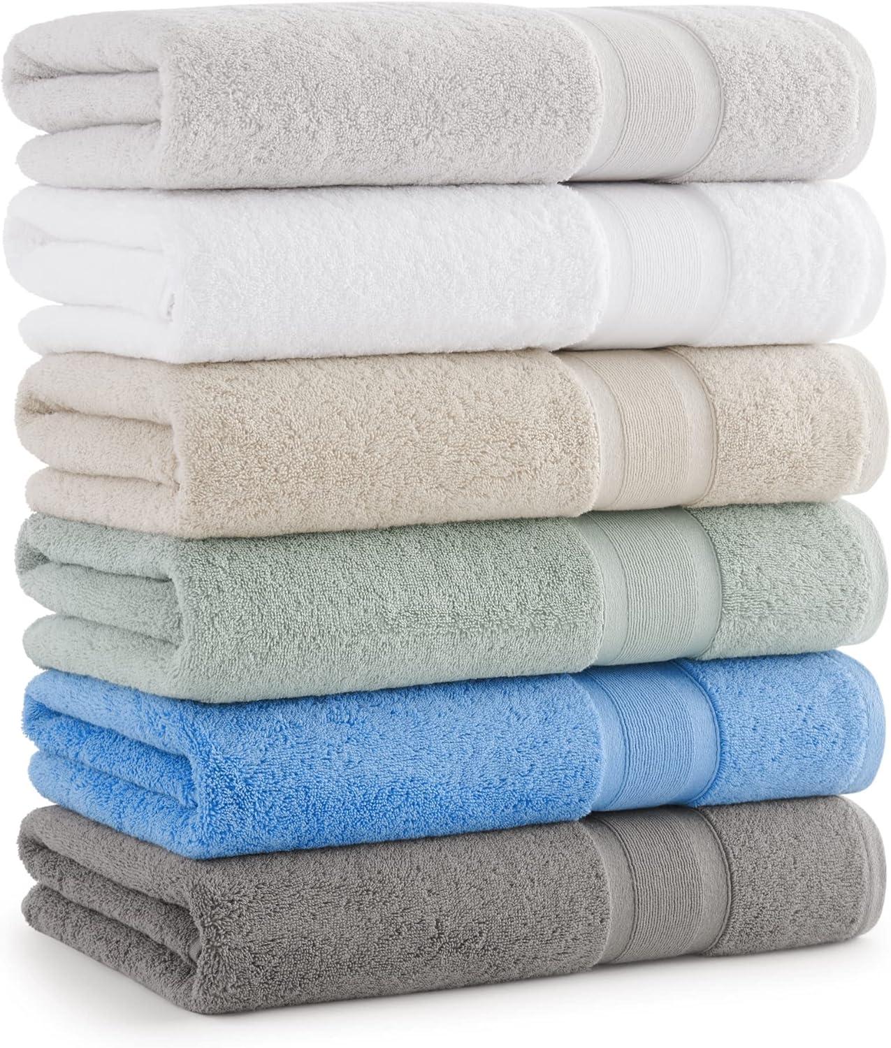 Aston & Arden Aegean Eco-Friendly Bath Towels (2 Pack), 30x60 Recycled Cotton Bathroom Towels, Solid Color