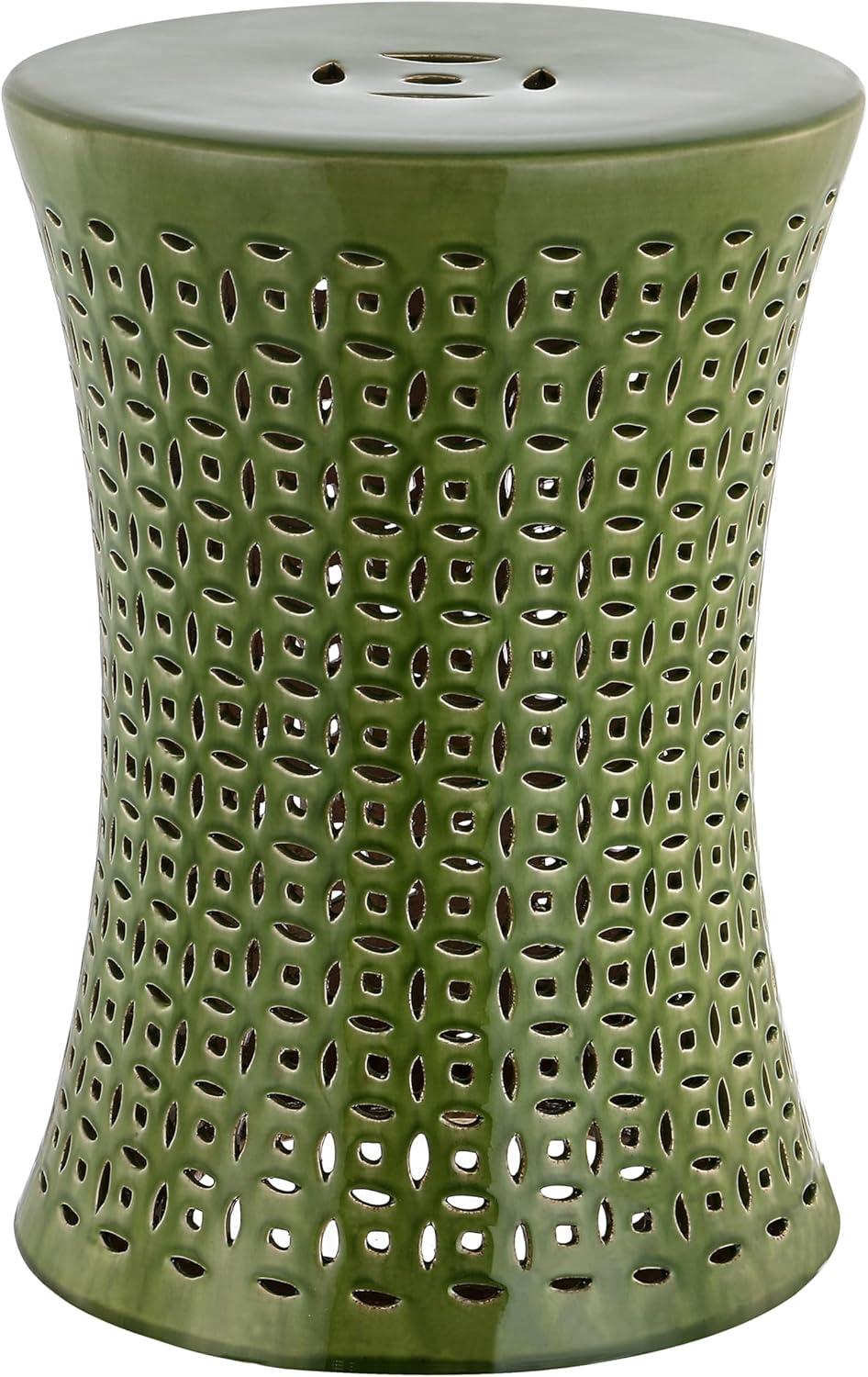 Spring Green Ceramic Hourglass Garden Stool