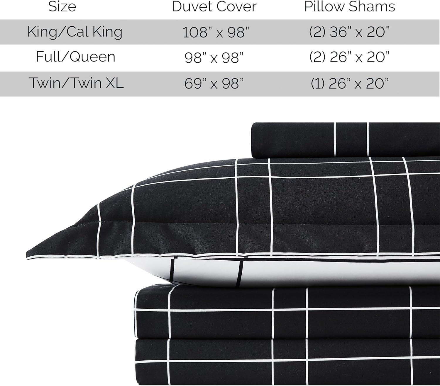 Southshore Fine Living, Inc. Urban Grid Collection Oversized King Duvet Cover Set, Printed Duvet Cover 3-Piece, Two Matching Shams (108 in Wide x 98 in Long), Black, King/California King