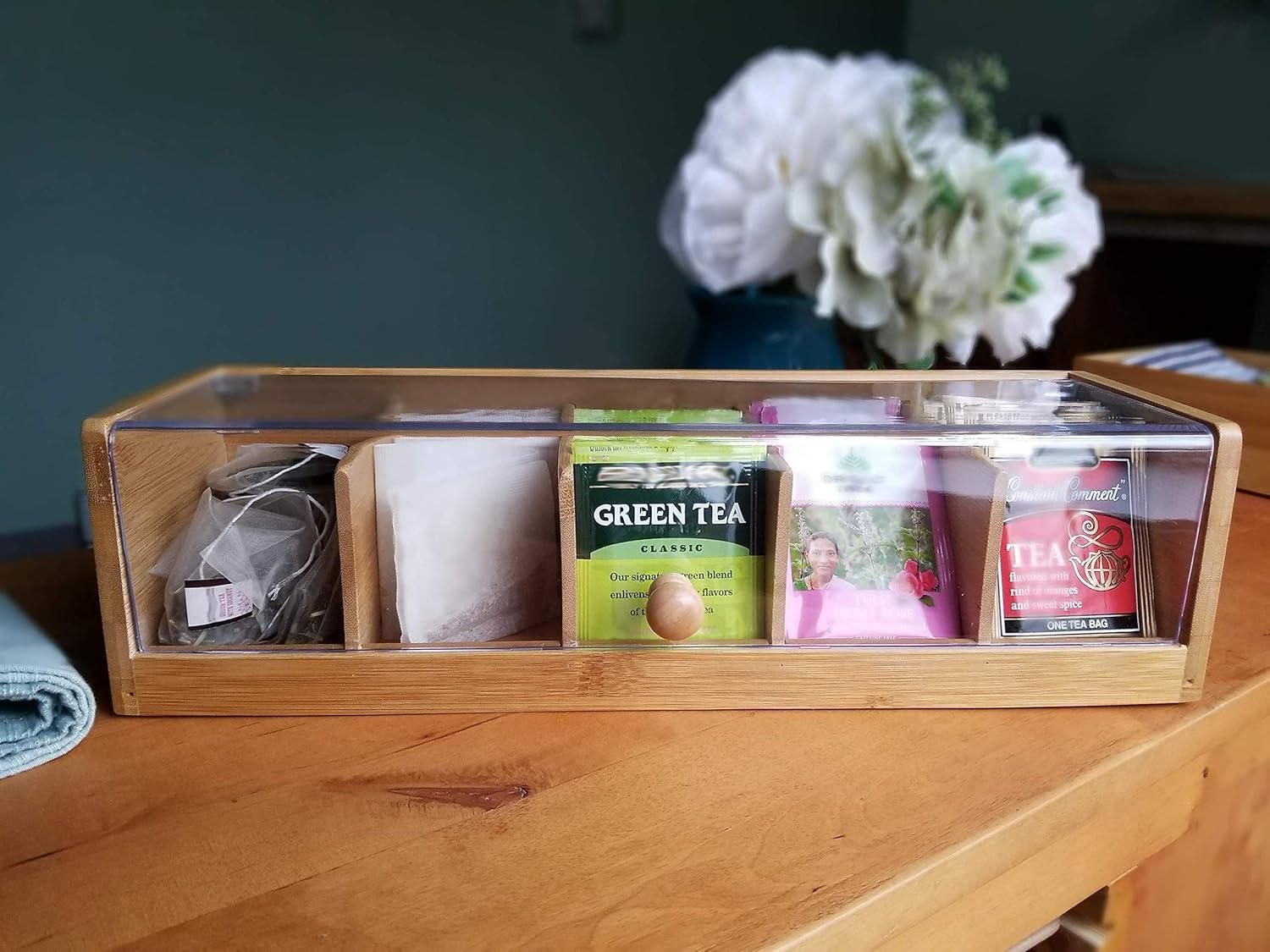 Lipper Bamboo 5-section Tea Box With Acrylic Cover