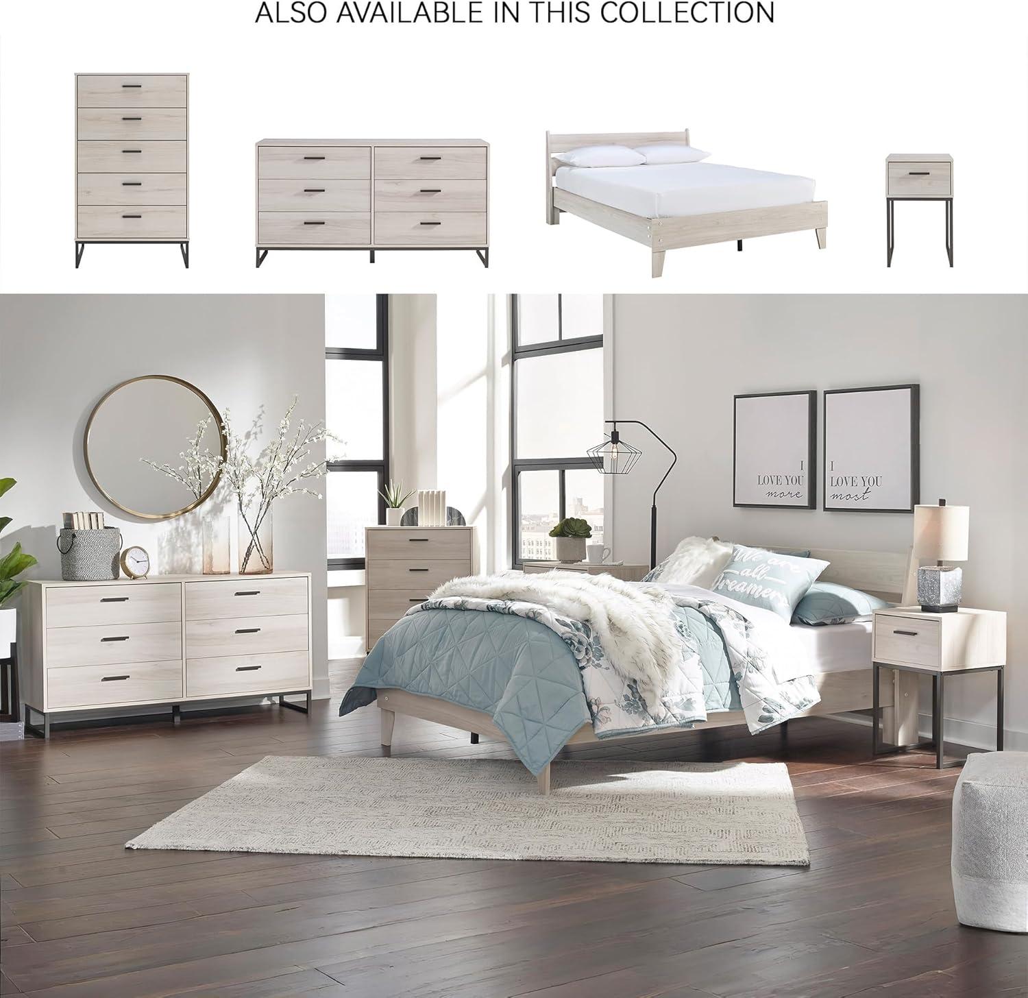 Signature Design by Ashley Contemporary Socalle 6 Drawer Dresser, Light Natural