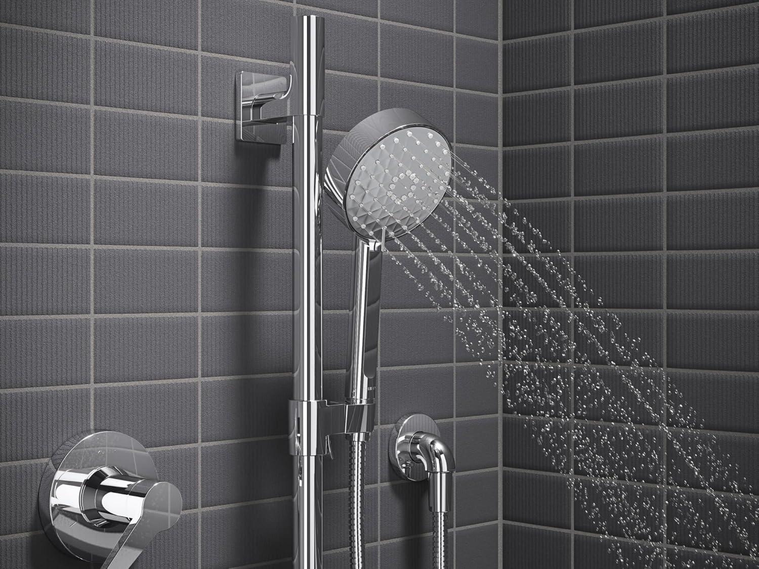 Polished Chrome Adjustable Rain Shower Kit with Slide Bar