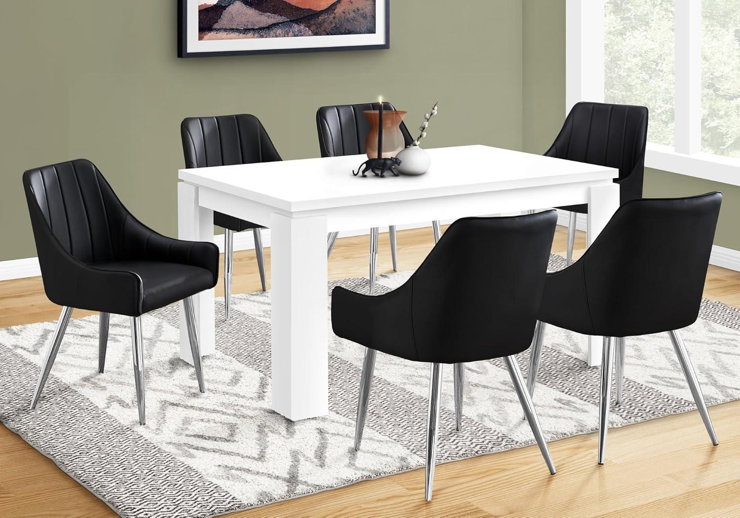 Monarch Specialties Dining Table 60" Rectangular Kitchen Dining Room White Laminate Contemporary Modern