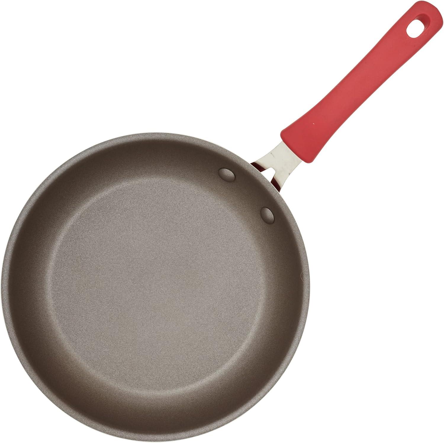 Rachael Ray Cook + Create Aluminum Nonstick Frying Pan 10" Red: Gas & Induction Compatible, Hand Wash, Lifetime Warranty