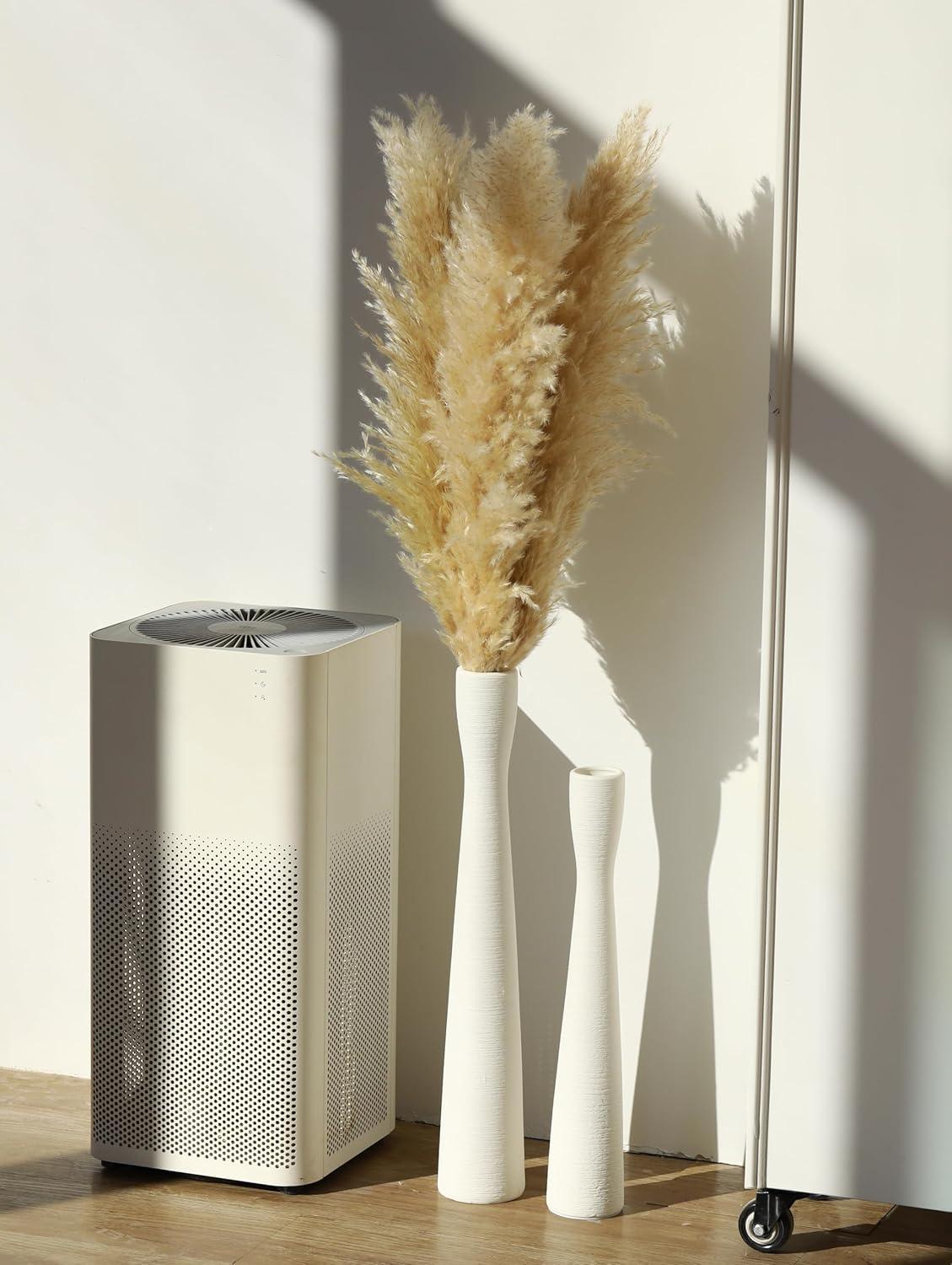 Flower Vase 16.5'' Tall White Ceramic Vase,Pampas Grass Vase,Floor Vase,Modern Home Decorations,Handmade Brushed Skinny Vase for Decor Living Room,Table,Fire Mantel,Entryway,White 40cm