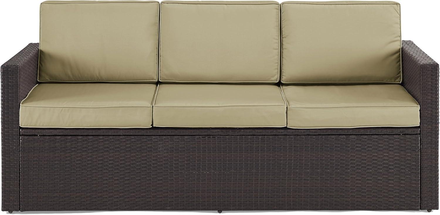 Palm Harbor Brown Wicker Outdoor Sofa with Sand Cushions