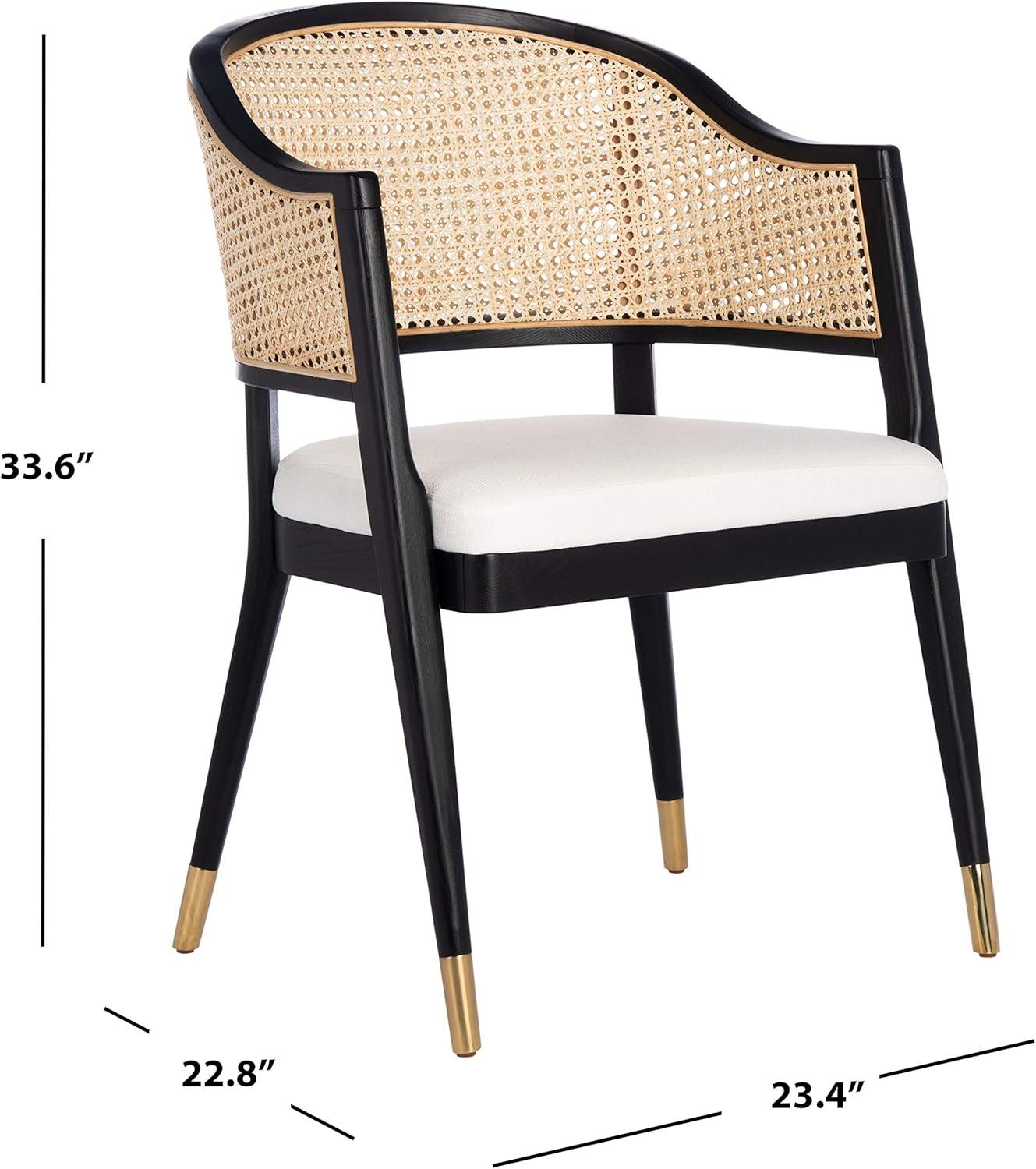 Black and Natural Rattan Cane Side Chair