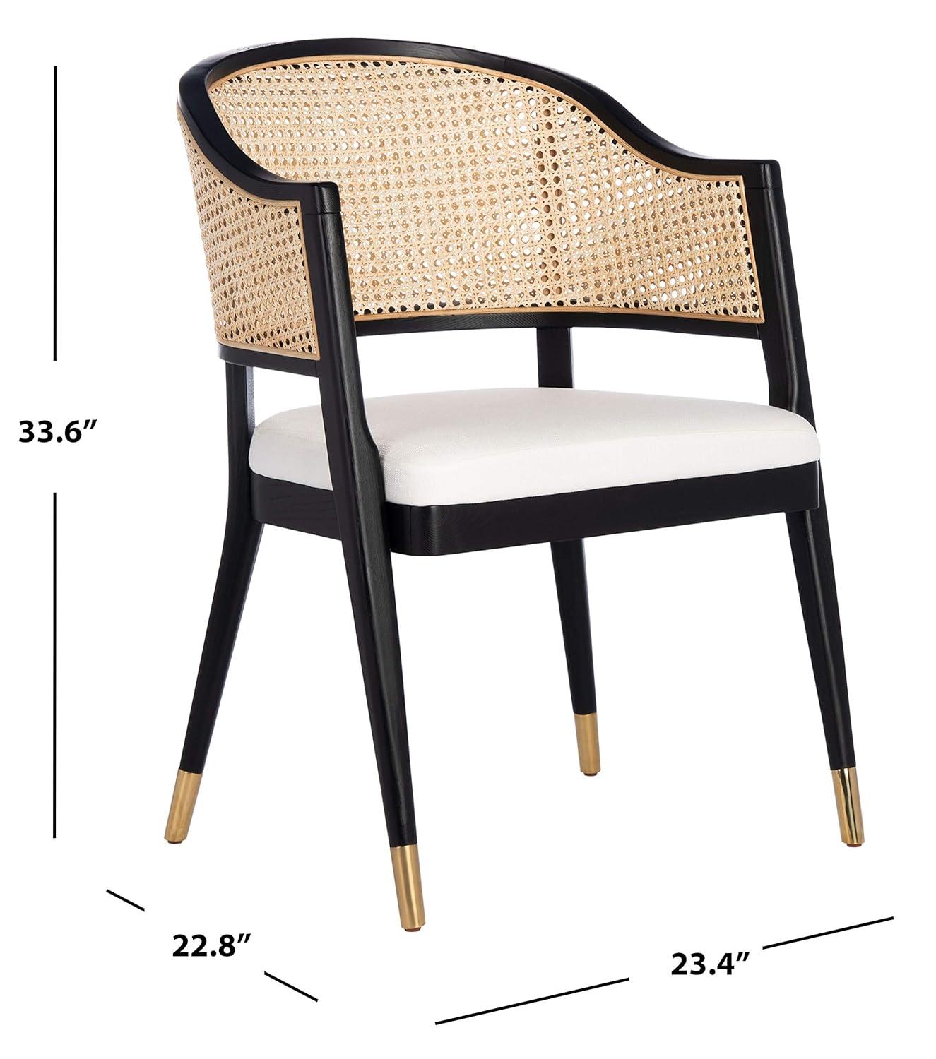 SAFAVIEH Couture Rogue Mid-Century Linen Solid Dining Chair, Black/Natural