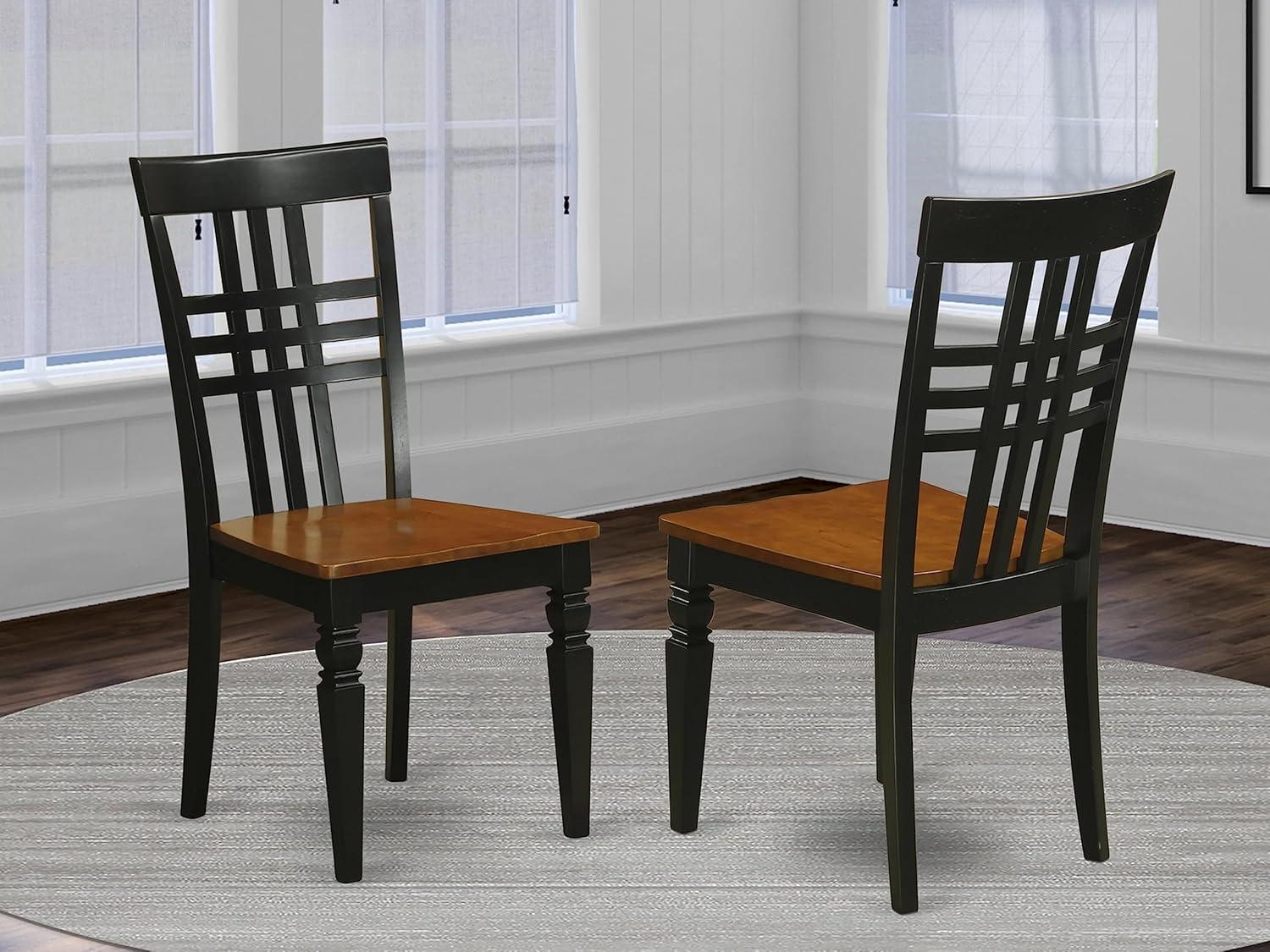 Logan Black & Cherry Finish Solid Wood Slat Dining Chairs Set of 2