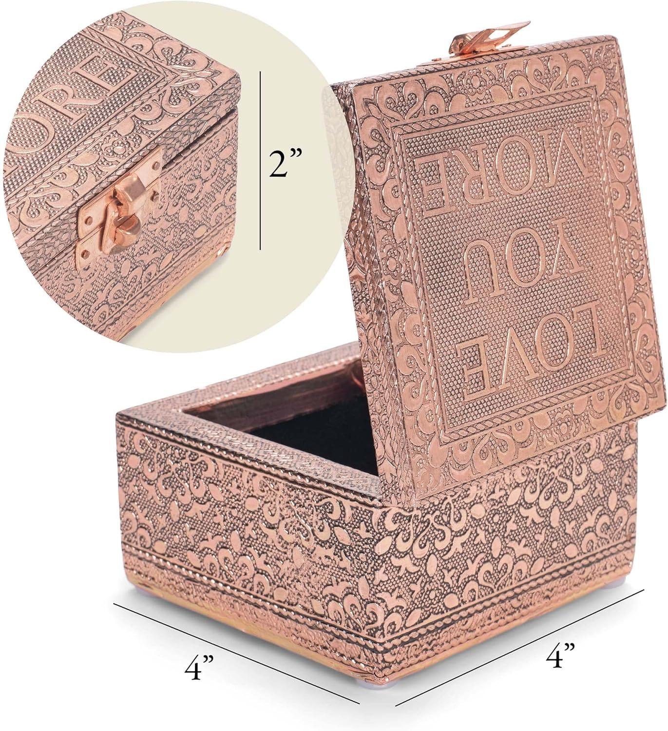 Cottage Garden Love You More Copper Color Metal Jewelry Keepsake Decorative Box