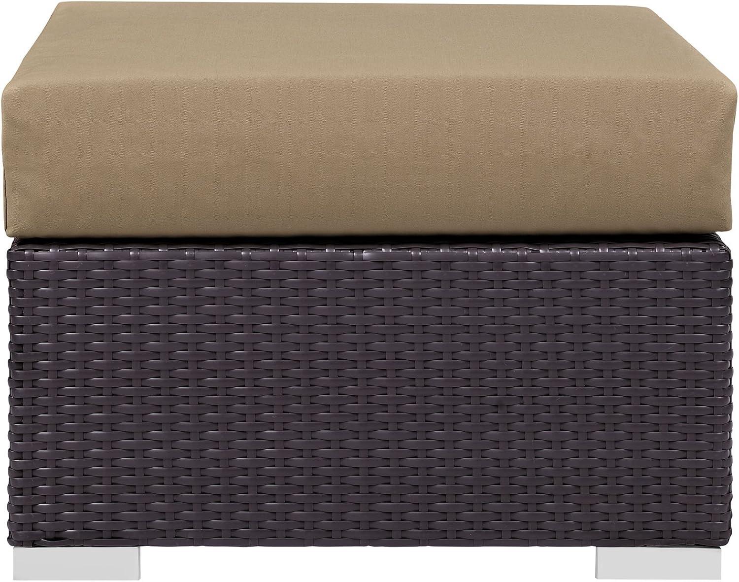Modway Convene Outdoor Patio Fabric Square Ottoman in Espresso Mocha
