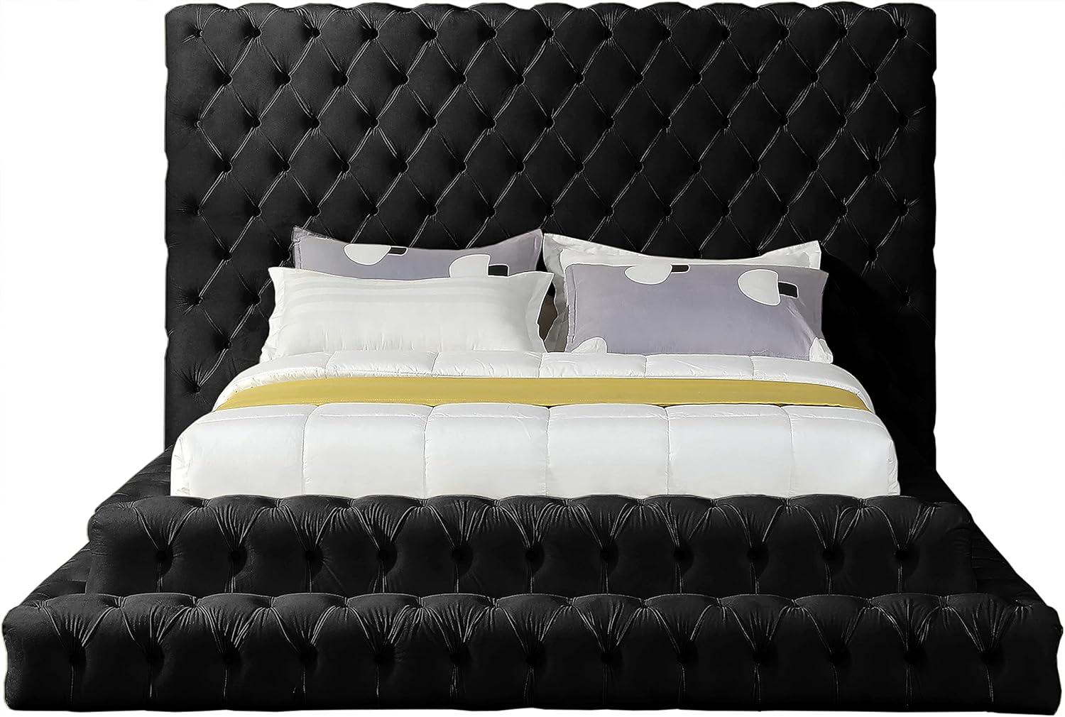 Meridian Furniture Revel Black Velvet Queen Bed