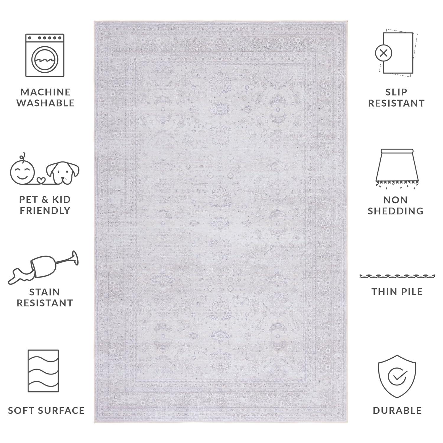 Tucson TSN199 Power Loomed Machine Washable Area Rug - Beige/Beige - 6'x9' - Safavieh.