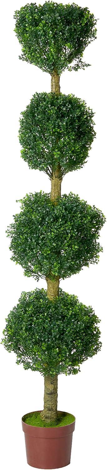 Elegant 6' UV-Resistant Outdoor Boxwood Topiary with Four Tiers