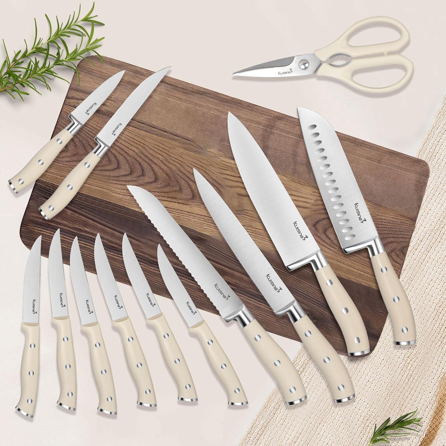 kuisine Kuisine 15-Piece Kitchen Knife Block Set Premium Stainless Steel