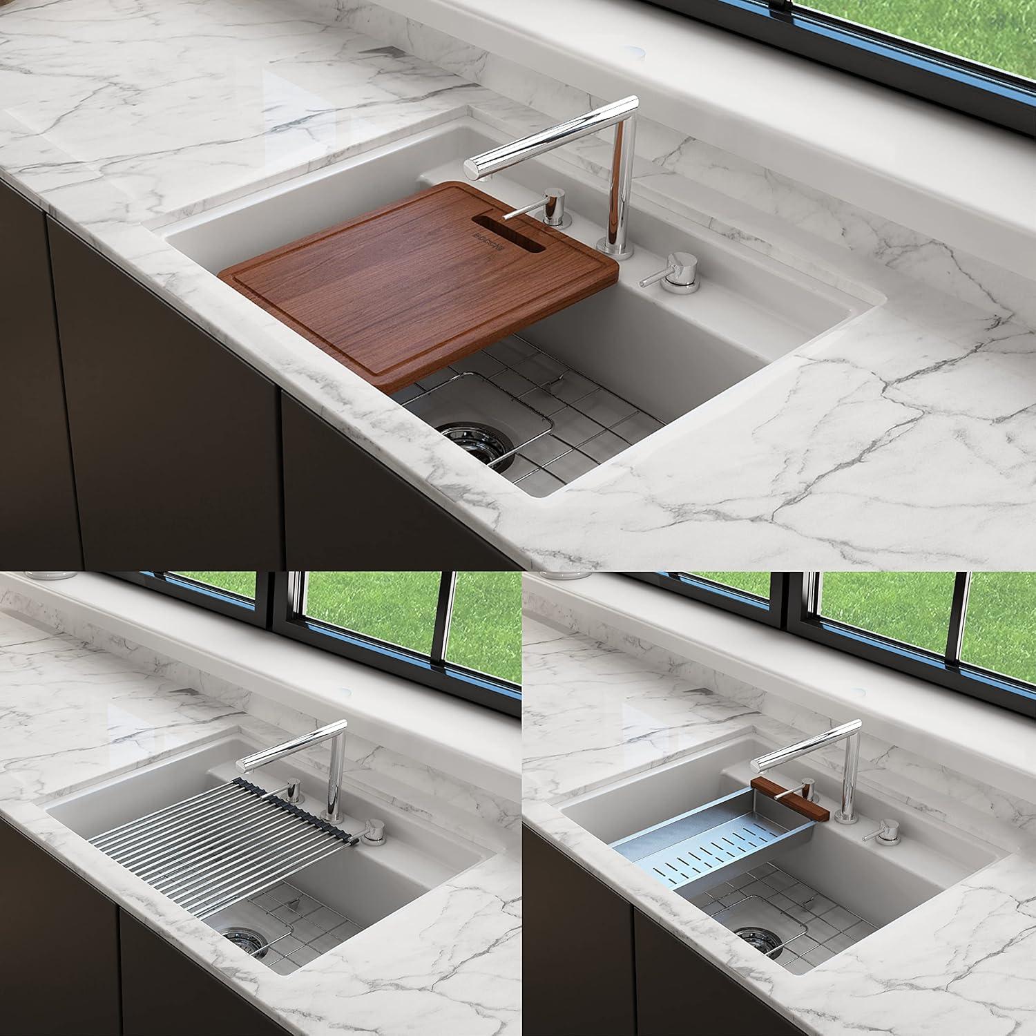 Baveno 27'' L Dual Mount Single Bowl Fireclay Kitchen Sink