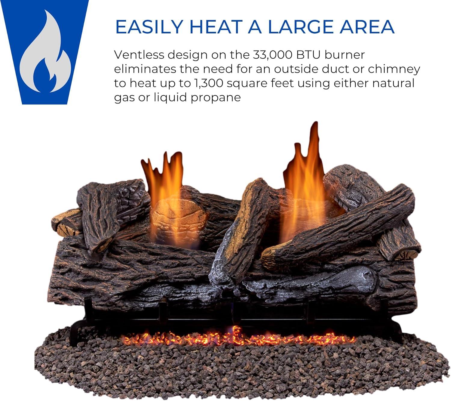 Duluth Forge Duluth Forge Vent less Dual Fuel Gas Log Set, Stacked Oak, T-Stat Control