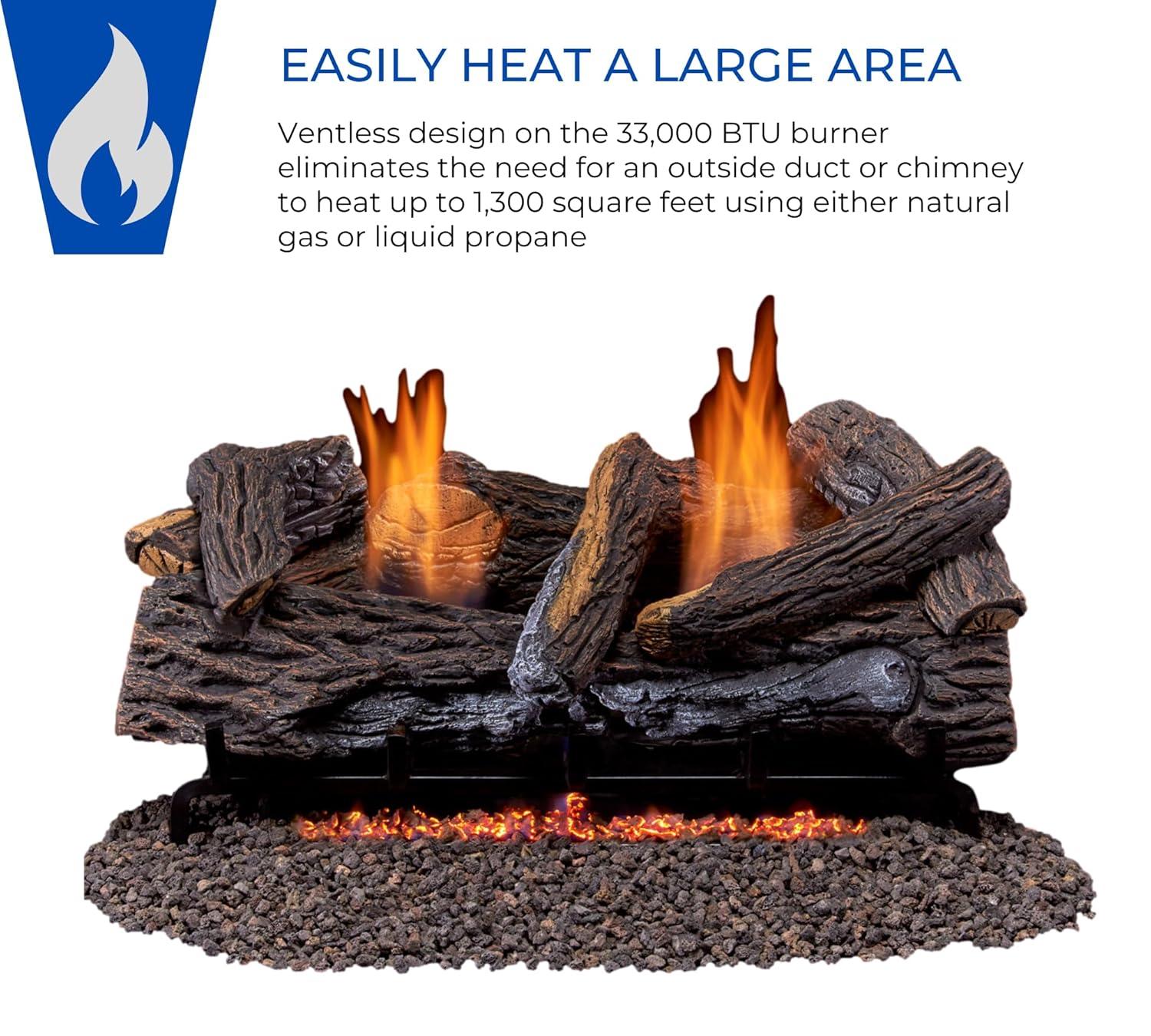 Duluth Forge Duluth Forge Vent less Dual Fuel Gas Log Set, Stacked Oak, T-Stat Control