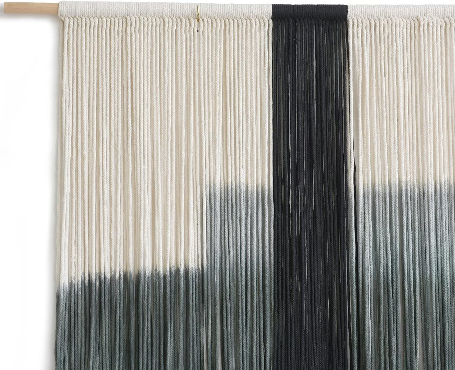 Large Gray and Black Dip Dye Cotton Macrame Wall Hanging