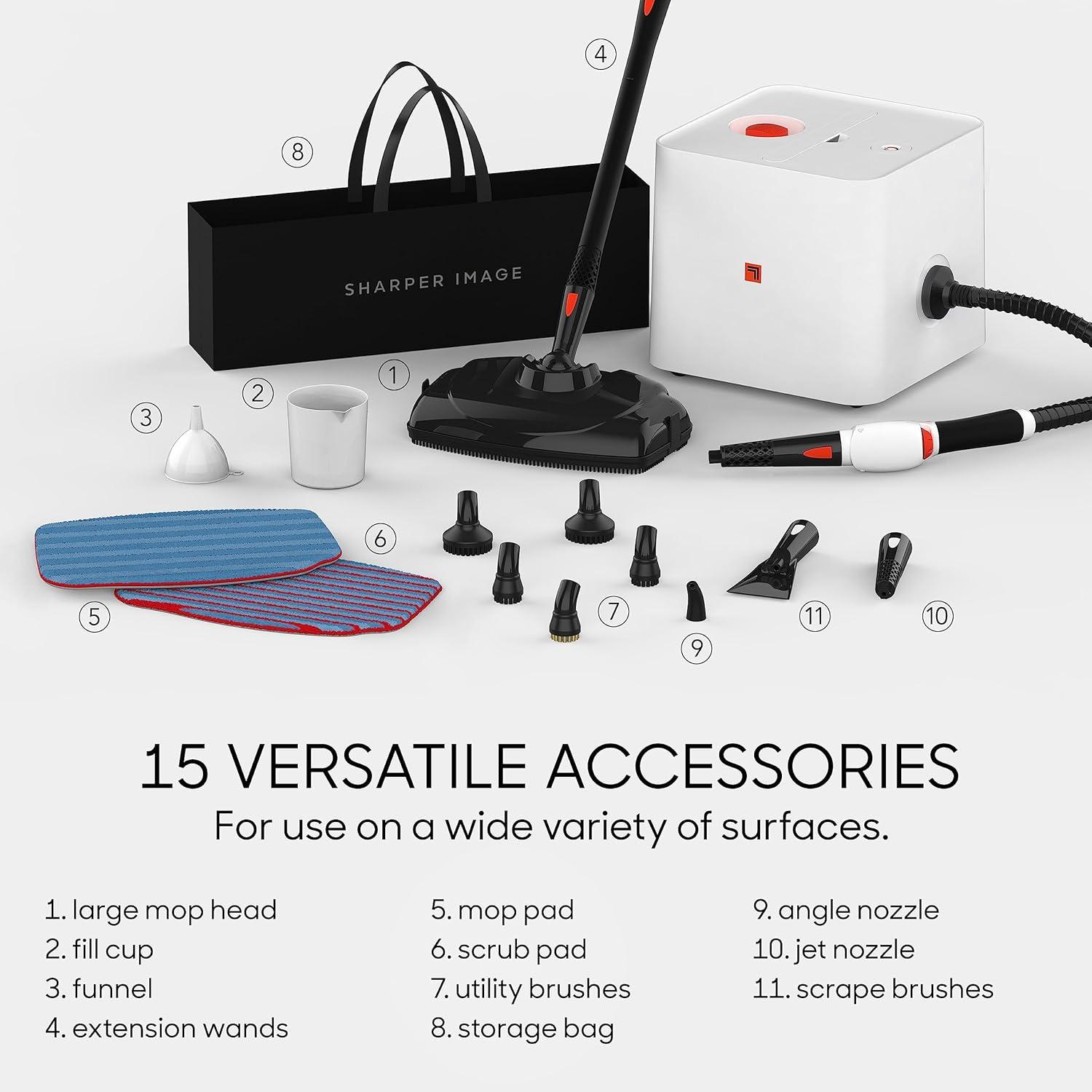 Sharper Image Canister Steam Cleaner with 15 Accessories, 54oz., White