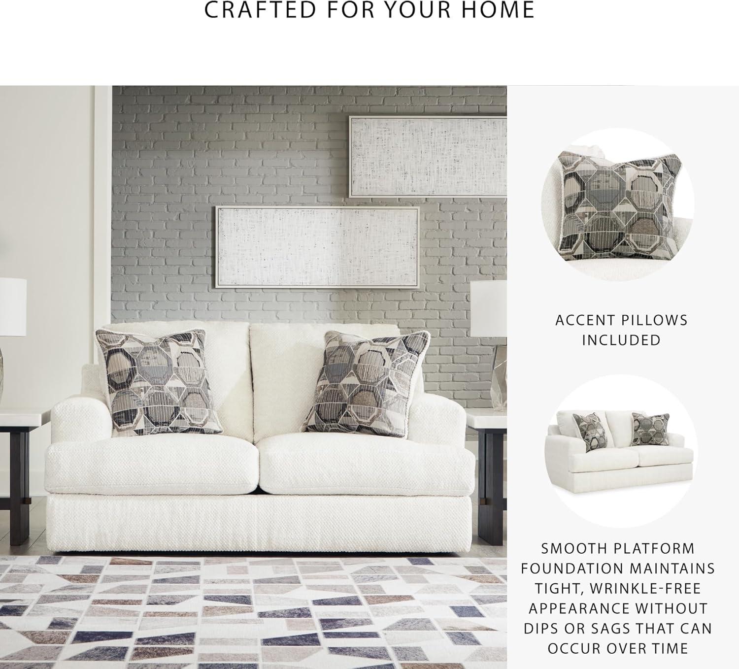 Sofá de Dos Plazas de Lino con Diseño Exclusivo de Ashley Karinne y Almohadas Decorativas