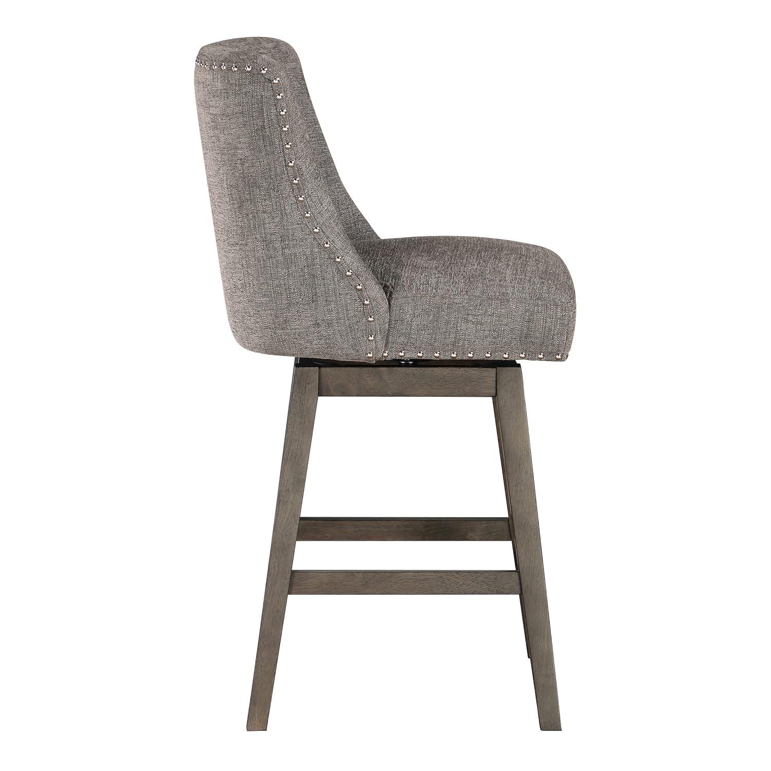 Granville Swivel Upholstered Counter Stool with Solid Wood Frame
