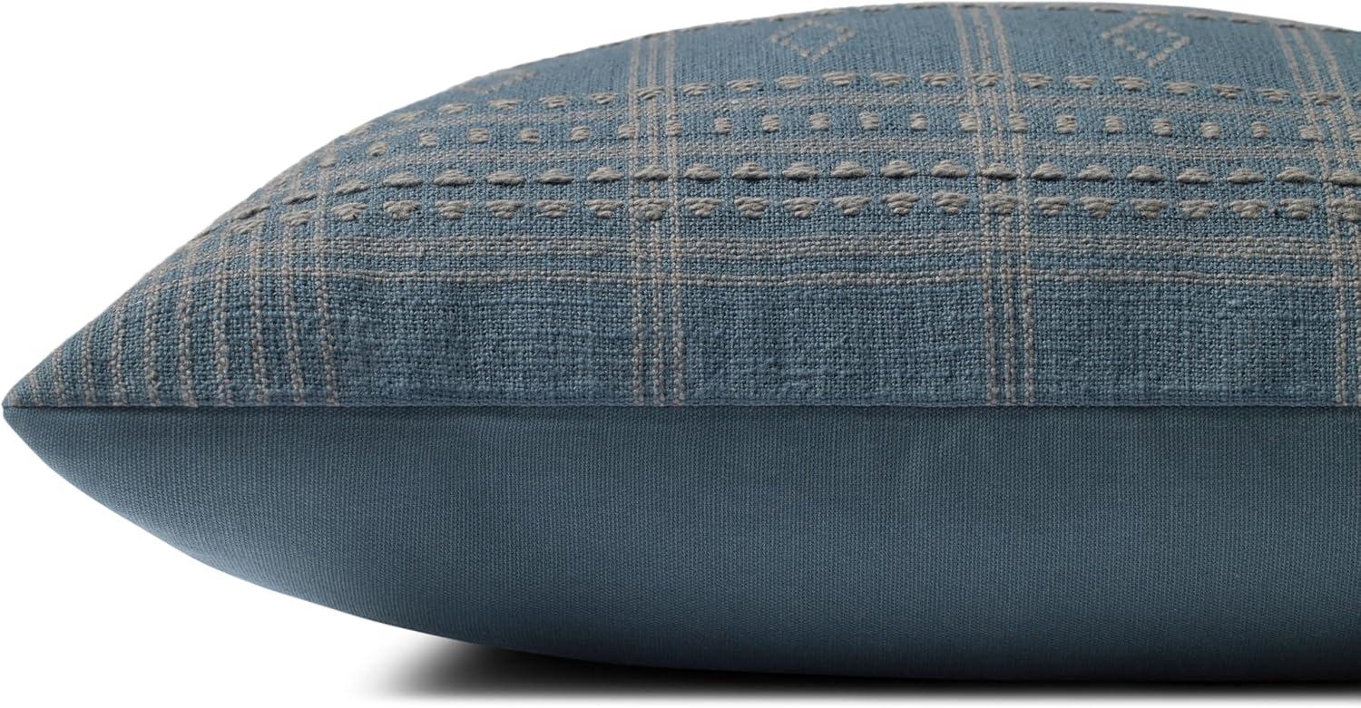 Blue Slate Cotton Windowpane Check 18'' x 18'' Pillow Cover