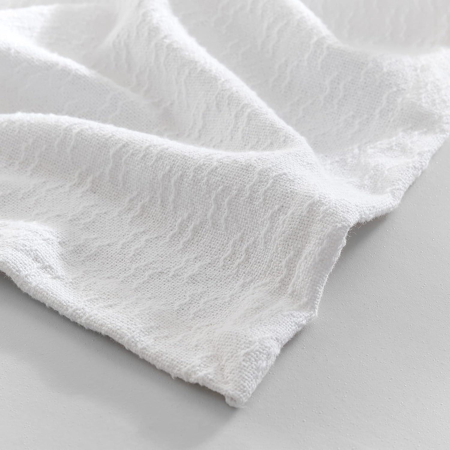 King Size Organic White Cotton Machine Washable Blanket