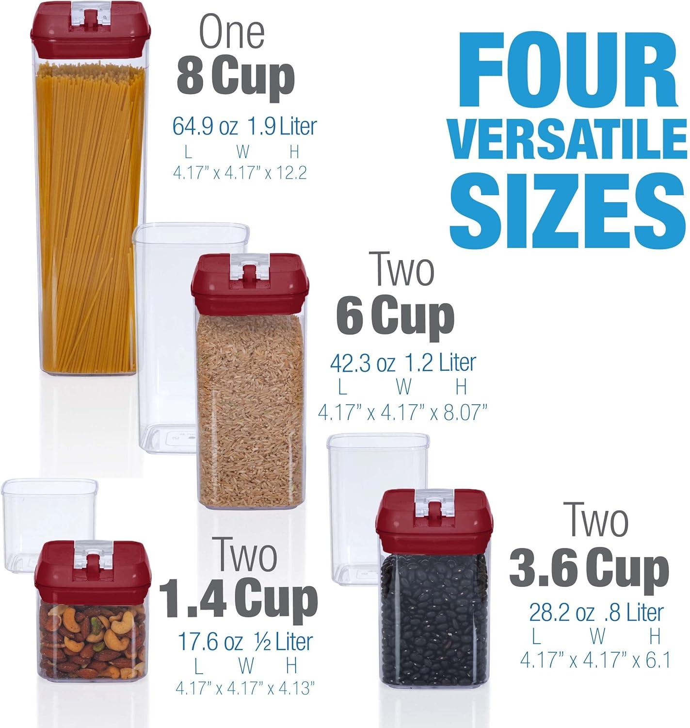 Cheer Collection Airtight Food Storage Containers, Set of 7 (Red)